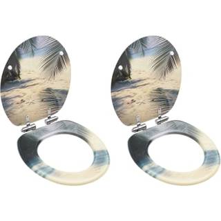 toiletsæder med soft close-låg 2 stk. MDF stranddesign