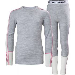 Helly Hansen Juniors' LIFA® Merino Midweight Base Layer Set Skiundertøj Børn - Grey Melange - Grey Melange / 176 cm / 16 år