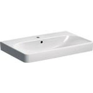 Geberit Smyle Square håndvask: B=75cm, T=48cm, Hanehul=Midtpå, Overløb=Synlig, Hvid