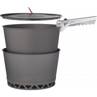 Campinggryde sæt med låg Primus PrimeTech Pot Set, med varmeveksler, hårdanodiseret, naturanodiseret aluminium &amp; keramisk nonstick-belægning, 2 campinggryder (2.3 liter) + gribetang med lås