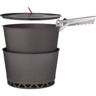 Campinggryde sæt med låg Primus PrimeTech Pot Set, med varmeveksler, hårdanodiseret, naturanodiseret aluminium &amp; keramisk nonstick-belægning, 2 campinggryder (1.3 liter) + gribetang med lås