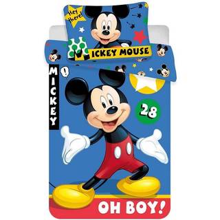 Junior sengetøj 100x140 cm - Mickey Mouse sengesæt til junior - 2 i 1 design - 100% bomuld