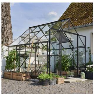 Halls Qube+ 88 drivhus 6,6 m², sort, 3 mm hærdet glas