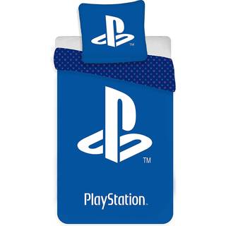 Playstation sengetøj 140x200 cm - Gamer PS5 - Blåt sengetøj - 2 i 1 design - Sengesæt i 100% bomuld - EA Games
