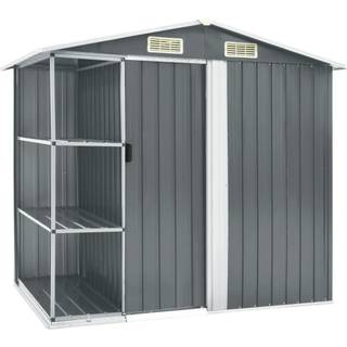haveskur med reol 205x130x183 cm jern brun