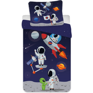 Astronaut junior sengetøj 100x140 cm - Astronaut rum sengetøj - 2 i 1 design - 100% bomuld