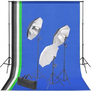 fotostudiesæt med fotobaggrund og lamper