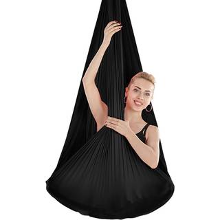 Yoga-hængekøje 400x280 cm med strækbare stropper - Sort
