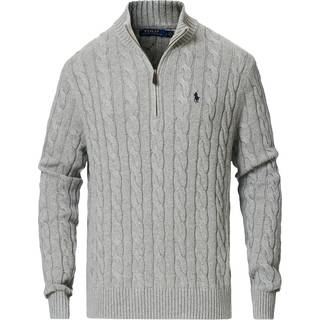 Polo Ralph Lauren Cotton Cable Half Zip Fawn Grey Heather