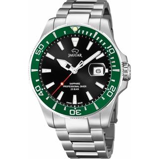 Jaguar Executive Diver armbåndsur i stål med sort skive og grøn krans