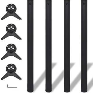 4 Bordben, Justerbar Højde, E, Sort - 870 mm