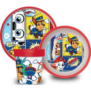 Paw Patrol børneservice i plast - spisesæt i 3 dele til børn - Marshall og Chase