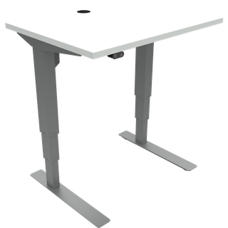ConSet 501-19 hæve-sænkebord 80x60cm hvid med sølv stel