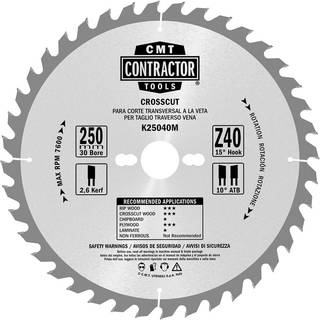 Rundsavsklinge til træ CMT Contractor; 216x2.4x30; Z24/Z48/Z48; 15°; 3 stk.