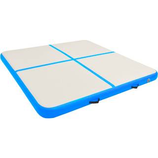oppustelig gymnastikmåtte med pumpe 200x200x10 cm PVC blå