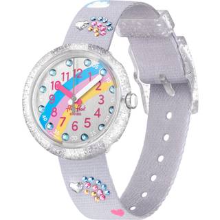 Flik Flak Shine Bright Over The Rainbow Quartz Movement Grey Dial Plastic Bracelet Kids Watch FPNP072