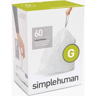 simplehuman Kode G 60 Count Dispenser Pack Custom Fit Liners Skraldeposer med snoretr?k 30 liter / 8 gallon hvid