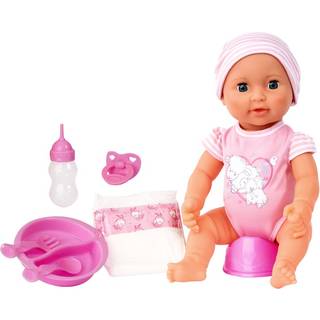 Bayer Design Piccolina babydukke med flaske, potte, ble, service og sut - 40 cm
