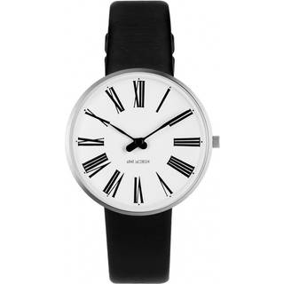 Arne Jacobsen - Roman Ur hvid skive og sort rem Ø34mm