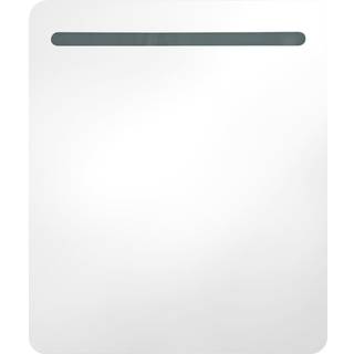 badeværelsesskab med spejl + LED-lys 68x9x80 cm