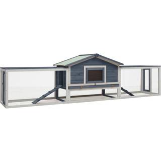 kaninbur 310x70x87 cm massivt fyrre- og grantræ grå