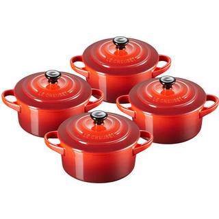 Le Creuset Mini Cocotte 4er-Set Steinzeug Kirschrot 10x5cm