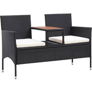 2-personers havebænk med tebord 143 cm polyrattan sort