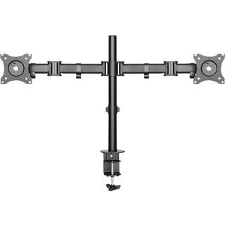 DELTACO Office, dobbelt skrivebordsbeslag m. gasfjeder, 13"-27", 8kg, 75x75-100x100