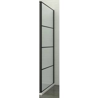 Allibert LOFT-GAME fast brusevæg, 88-89 x 200 cm, sort profil/sort print på glas