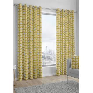Fusion Fusion Duck Egg Blue Delft Leaf Print Eyelet Curtains