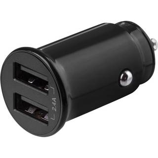 DELTACO USB car charger, 2x USB-A, 2,4 A, total 12 W, black
