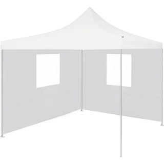 Foldbart Festtelt Med 2 Sidevægge 3 X 3 M Stål Hvid