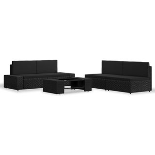 Loungesæt Til Haven 5 Dele Polyrattan - Sort