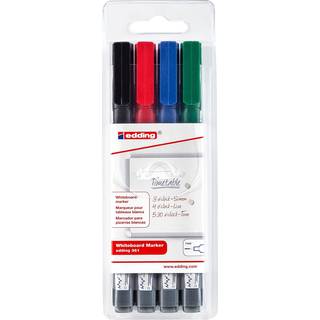 Edding 361-4 board marker, tynd rund spids, 1mm Etui med 4 farver