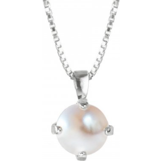Classic Petite halskæde pearl rhodium