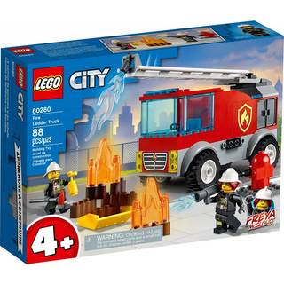 Lego City Fire Ladder Truck 60280 Building Kit; Sjov brandmand Toy Building Set til Kids New 2021 (88 stykker)