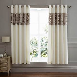 Catherine Lansfield Catherine Lansfield Natural Lattice Cut Velvet Lined Curtains