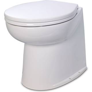 Elektrisk bådtoilet Jabsco Deluxe Flush 17" SoftClose, lige ryg, 12 V, til ferskvandsfyldning + magnetventil (solenoid)