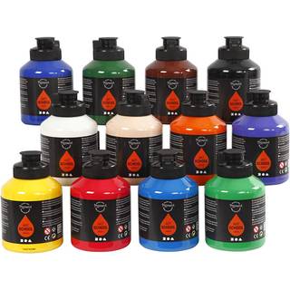 Art Akrylmaling, halvblank, standardfarver, 12x500 ml/ 1 pk.