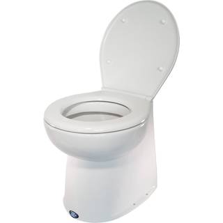Elektrisk bådtoilet Jabsco Deluxe Flush 14", vinklet ryg, 24 V, til søvandspåfyldning + pumpe