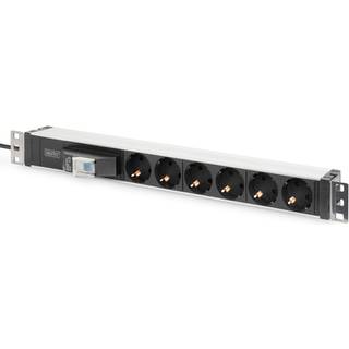 DIGITUS 6-fach Steckdosenleiste 19"" Alu..1HE.Schu