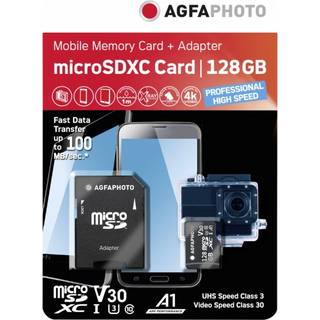 AgfaPhoto MicroSDXC UHS I  128GB Prof. High Speed U3 / V30 / A1
