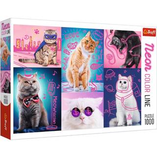 Trefl Neon Color Line: Katte 1000 stk puslespil