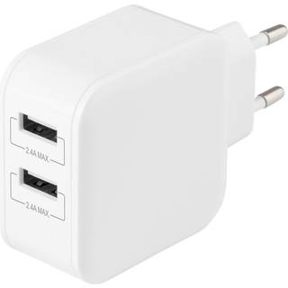 Deltaco Wall charger with dual USB-A ports 4.8 A.