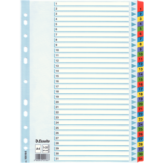 ESSELTE Register Esselte Mylar A4 1-31 flerfarve 100164