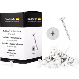 Troldtekt træbetonskrue lys 4,2x45 100stk/pk m/struktur 3322145 krydskærv (PH2)