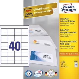 Avery Universaletiketter |48,5 x 25,4 mm|4000 stk.
