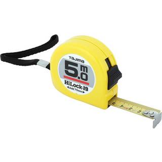 Tajima hi-lock båndmål 19mm 5m gul slagfast plast med bælteclips