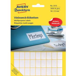 Avery 3312 Labels-Etiketter, hvide All-round 12x18 stor pakke 1800stk.