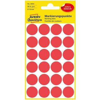 Avery Prikmærkater, Ø 18 mm, 96 Etiketter, Rød